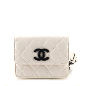 Chanel My Everything Flap Card Holder Belt Bag Quilted Caviar