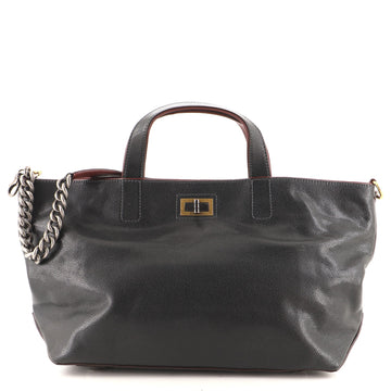 Chanel Mademoiselle Lock Chain Tote Glazed Calfskin Large