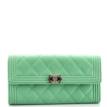 Chanel Boy Flap Wallet Quilted Lambskin Long