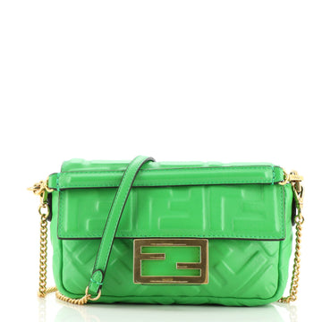 Fendi Baguette NM Bag Zucca Embossed Leather Mini
