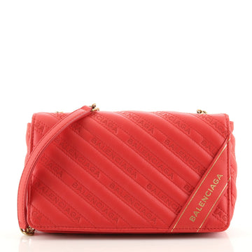 Balenciaga Blanket Wallet on Chain Quilted Embroidered Leather