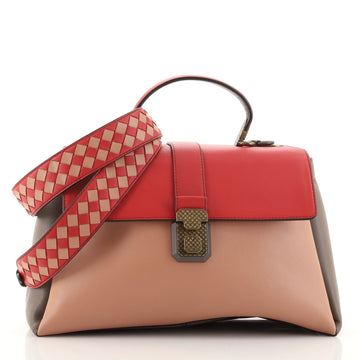 Bottega Veneta Piazza Top Handle Bag Leather with Intrecciato Detail Medium