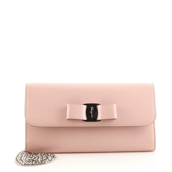 Salvatore Ferragamo Vara Bow Chain Clutch Leather Small