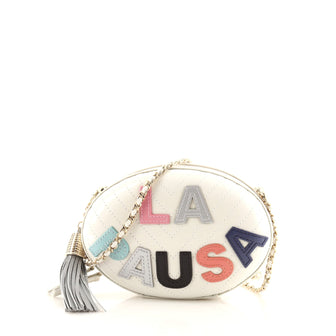 Chanel La Pausa Evening Bag Chevron Lambskin with Applique