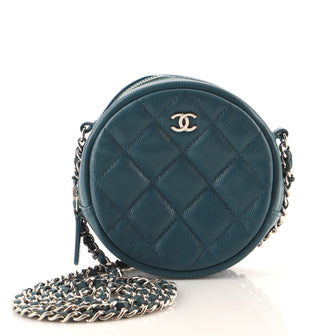 Chanel Round Clutch with Chain Quilted Caviar Mini