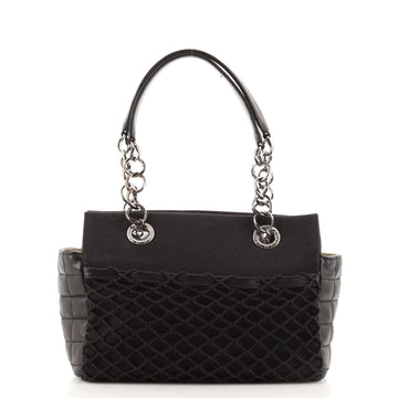 Chanel Chocolate Bar CC Net Tote Canvas with Quilted Lambskin Large