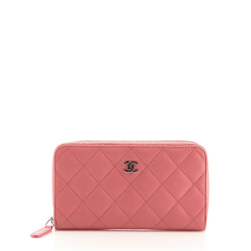 Chanel Zip Around Wallet Quilted Lambskin Compact