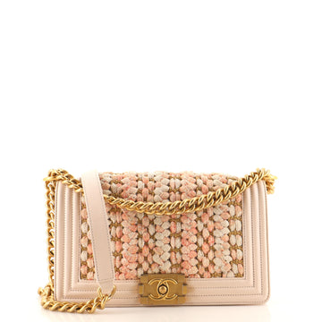Chanel Boy Flap Bag Braided Tweed Old Medium