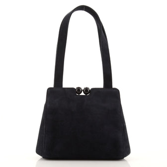 Chanel Vintage CC Kisslock Bag Suede Small