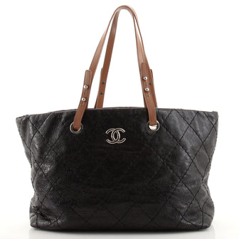 Chanel On The Road Tote Quilted Leather Small