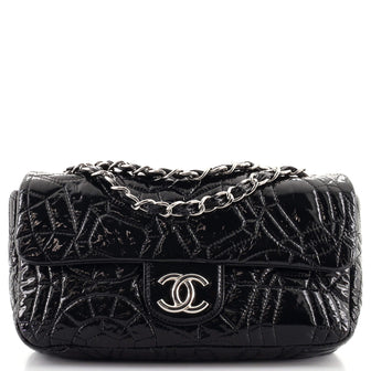 Chanel Graphic Edge Flap Bag Quilted Patent Vinyl Medium