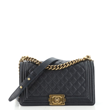 Chanel Boy Flap Bag Quilted Caviar Old Medium