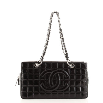 Chanel Chocolate Bar CC Zip Tote Quilted Patent Medium