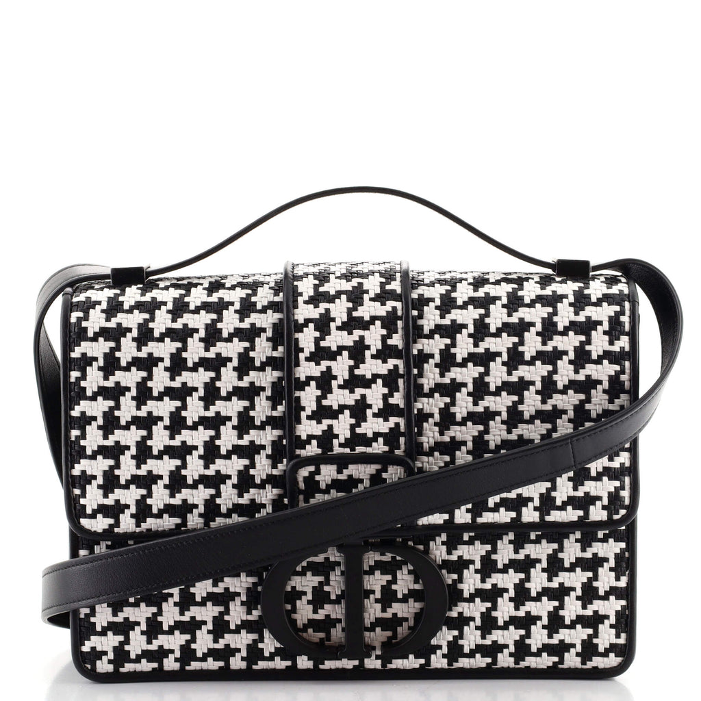 Dior - Authenticated 30 Montaigne Handbag - Leather Black Houndstooth for Women, Very Good Condition