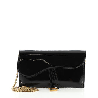 Christian Dior Saddle Chain Wallet Patent
