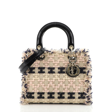 Christian Dior Lady Dior Bag Tweed with Patent Medium