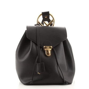 Fendi Drawstring Flap Backpack Leather Small