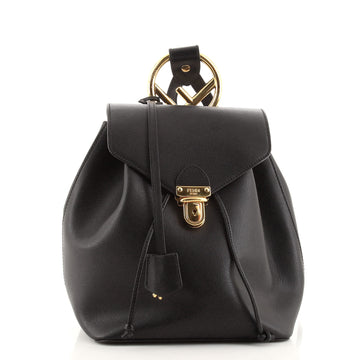 Fendi Drawstring Flap Backpack Leather Small