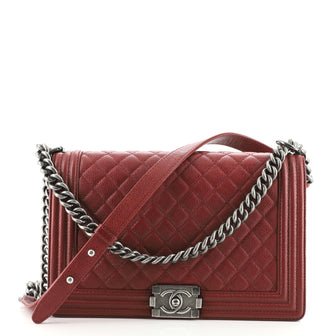 Chanel Boy Flap Bag Quilted Caviar New Medium