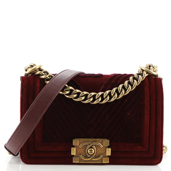 Chanel Boy Flap Bag Chevron Velvet Small
