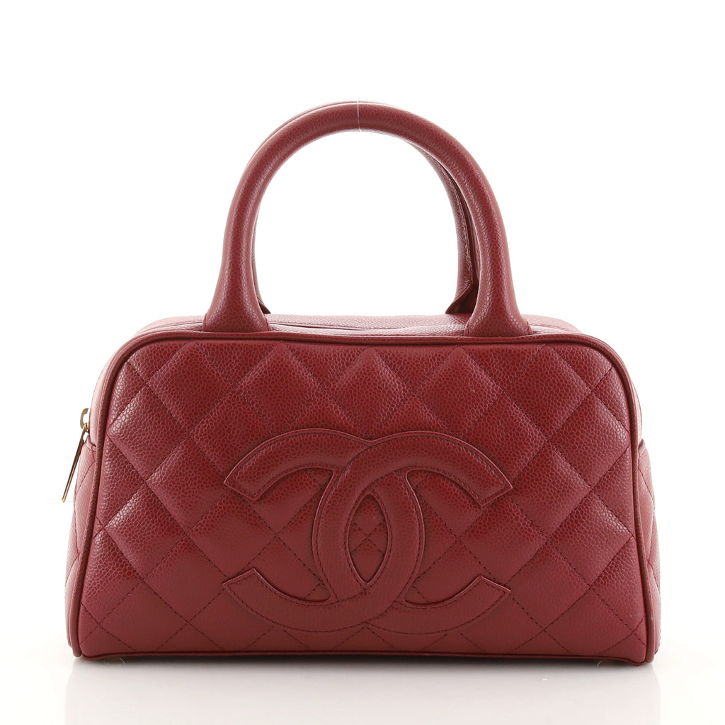Chanel Timeless CC Bowler Bag Quilted Caviar Small Red 1143861