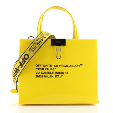 Off White Box Tote Printed Patent Medium