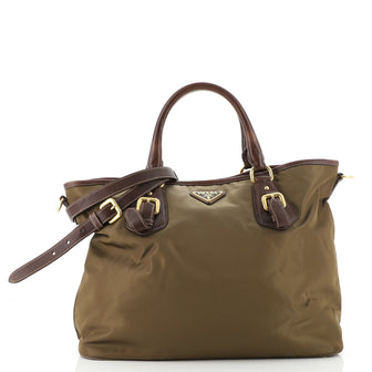 Prada Convertible Logo Tote Tessuto and Leather Large