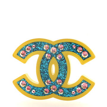 Chanel CC Brooch Resin and Glitter with Crystals