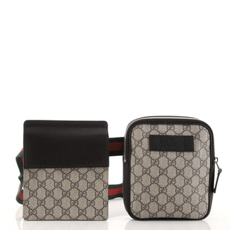 Gucci Double Web Belt Bag GG Coated Canvas with Leather