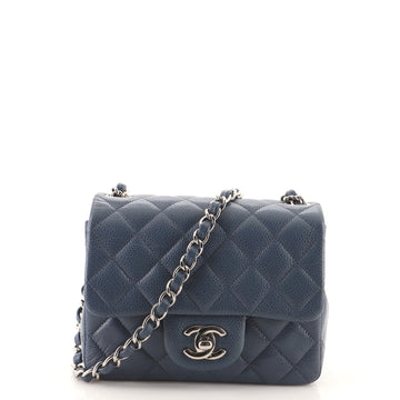 Chanel Square Classic Single Flap Bag Quilted Caviar Mini