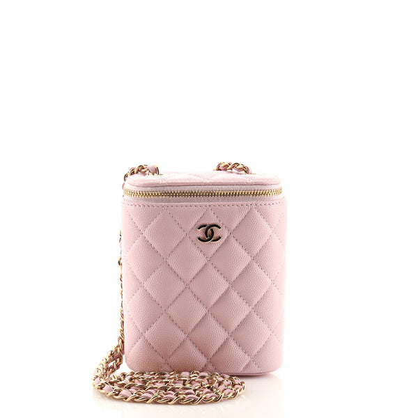 Chanel CC Zip Around Top Handle Vertical Vanity Case with Chain