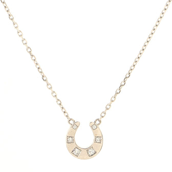 Hermes Horseshoe Pendant Necklace 18K White Gold with Diamonds