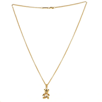 Chopard Happy Diamonds Bear Pendant Necklace 18K Yellow Gold with Blue Sapphires, Ruby and Floating Diamond