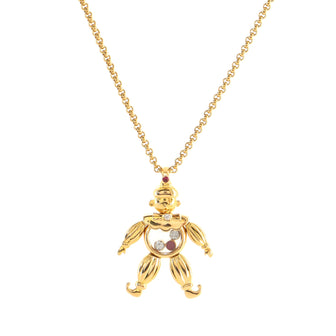 Chopard Happy Diamonds Clown Pendant Necklace 18K Yellow Gold with Diamonds and Rubies