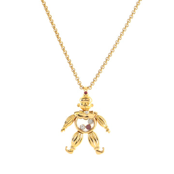 Chopard Happy Diamonds Clown Pendant Necklace 18K Yellow Gold with Diamonds and Rubies