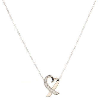 Tiffany & Co. Paloma Picasso Loving Heart Pendant Necklace 18K White Gold with Diamonds