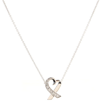 Tiffany & Co. Paloma Picasso Loving Heart Pendant Necklace 18K White Gold with Diamonds