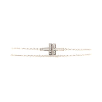 Tiffany & Co. T Double Chain Bracelet 18K White Gold and Diamonds Small