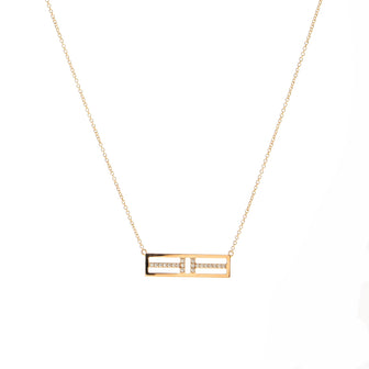Tiffany & Co. T Open Horizontal Bar Pendant Necklace 18K Rose Gold with Diamonds