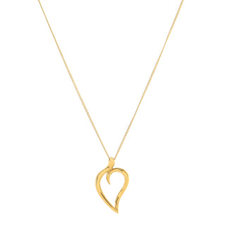 Tiffany & Co. Leaf Heart Pendant Necklace 18K Yellow Gold