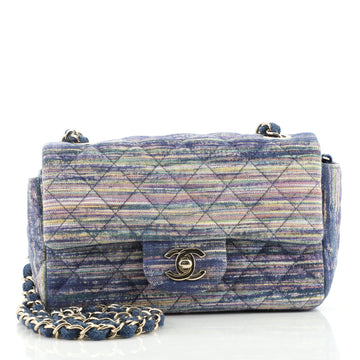 Chanel Classic Single Flap Bag Multicolor Quilted Denim Mini