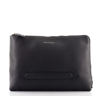 Salvatore Ferragamo Hand Strap Clutch Leather Large