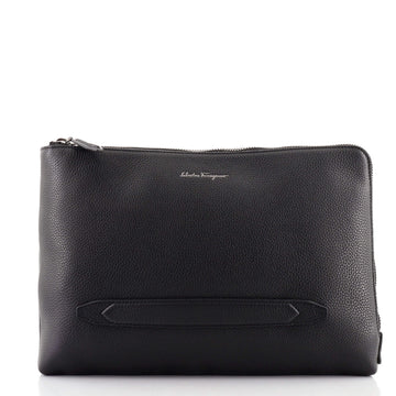 Salvatore Ferragamo Hand Strap Clutch Leather Large