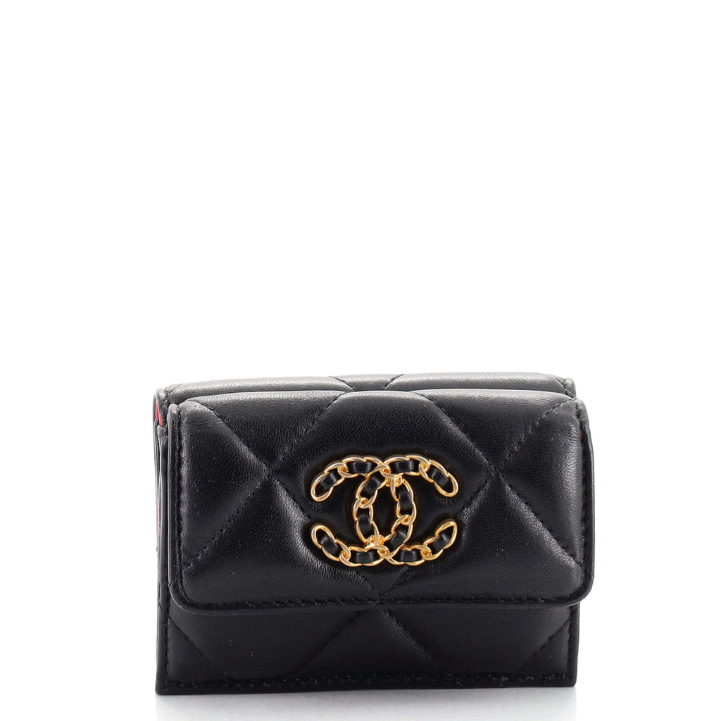 Chanel Quilted 19 Flap Wallet Black Lambskin – Coco Approved Studio