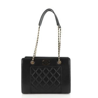 Chanel Mademoiselle Vintage Shopping Tote Quilted Sheepskin Small