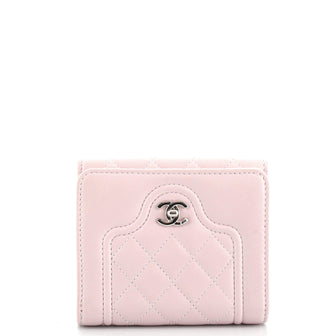 Chanel Turnlock Trifold Wallet Quilt Leather Compact