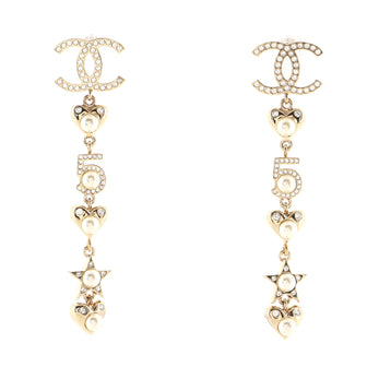 Chanel Heart and Star No. 5 Symbolic CC Earring Earrings Metal with Faux Pearl and Crystals
