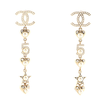 Chanel Heart and Star No. 5 Symbolic CC Earring Earrings Metal with Faux Pearl and Crystals