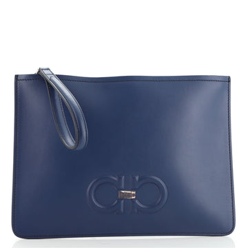 Salvatore Ferragamo Gancini Wristlet Clutch Leather Medium