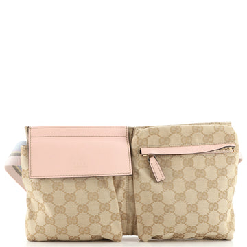 Gucci Vintage Double Belt Bag GG Canvas